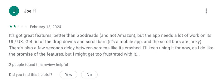 The Story Graph - Google Play Store - Review 1