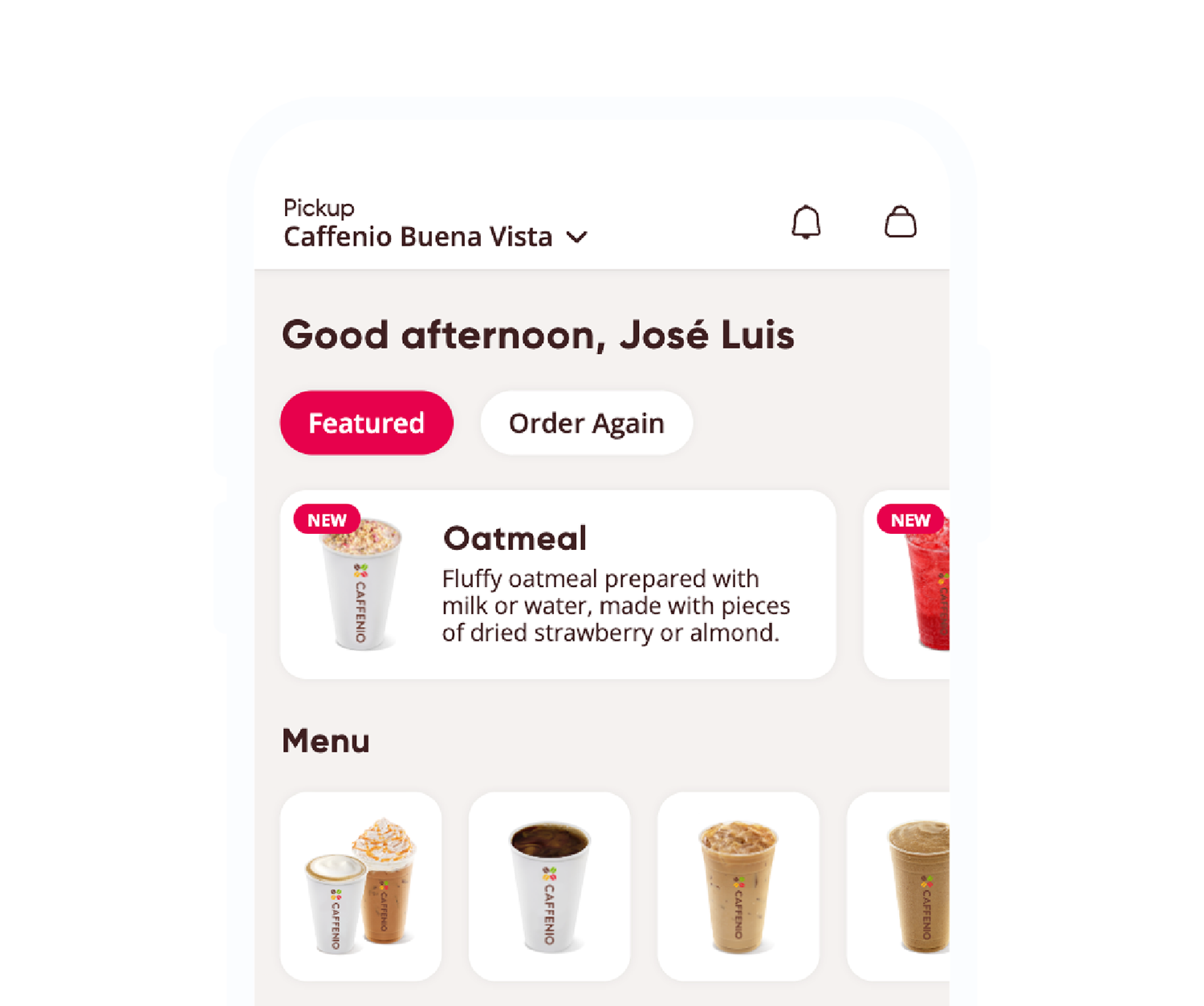 Caffenio App Home Preview
