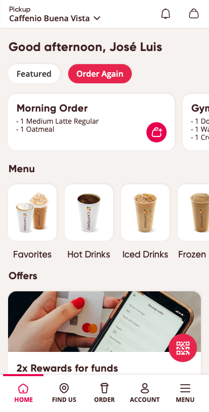 Caffenio Final Design Homepage