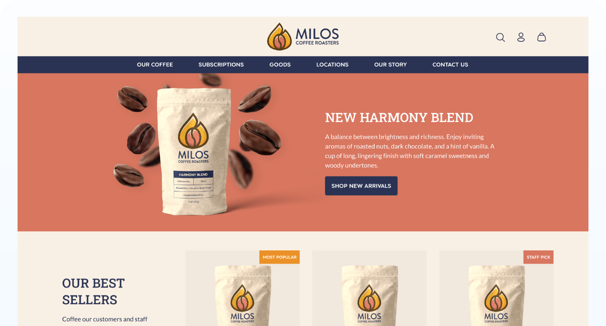 Milos Homepage Mockup