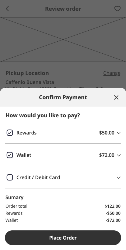 Caffenio Wireframe Checkout-Popup